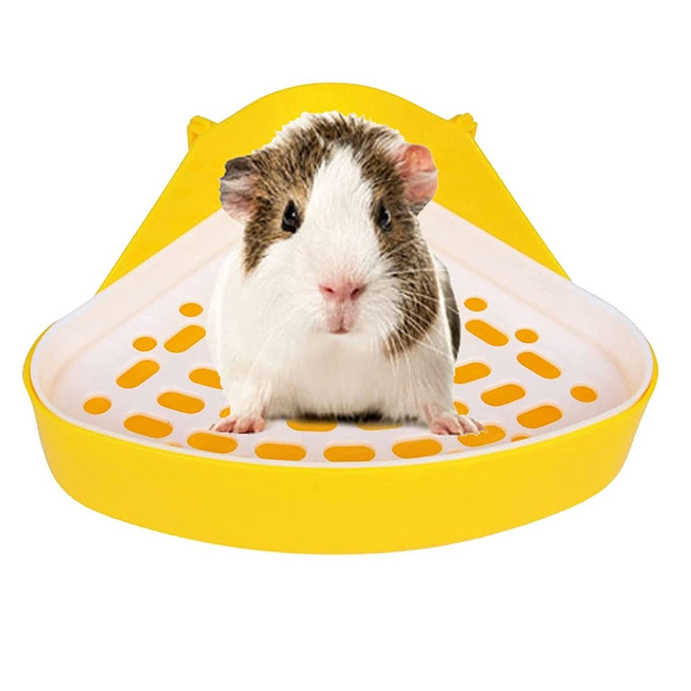 Plastic Rabbit Corner Litter Tray for Small Pets yellow by HitMyNeed