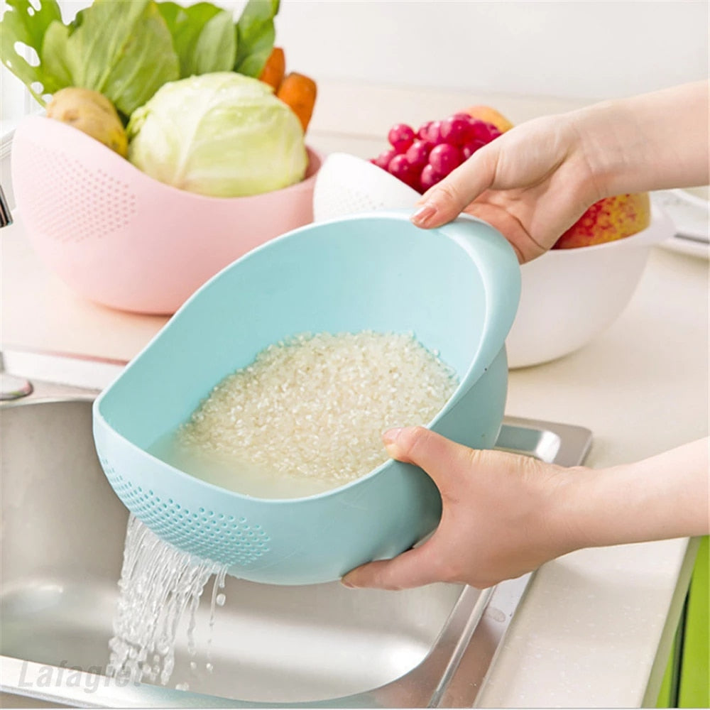 Plastic Rice Rinser Kitchen Strainer Bowl by HitMyNeed