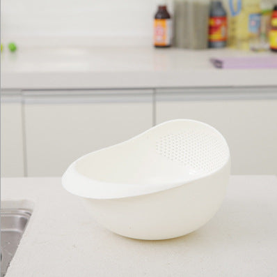 Plastic Rice Rinser Kitchen Strainer Bowl white by HitMyNeed