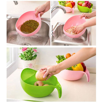 Plastic Rice Washer Bowl with Handle Strainer by HitMyNeed