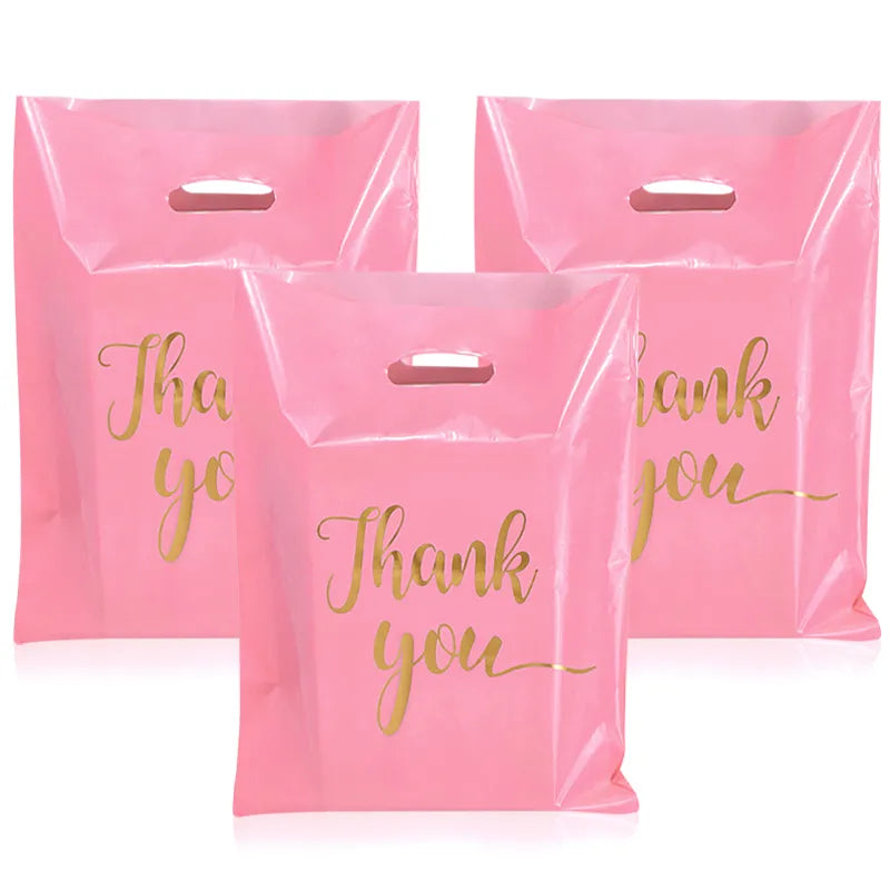 Plastic Thank You Bags with Handles (10 Pack) by HitMyNeed