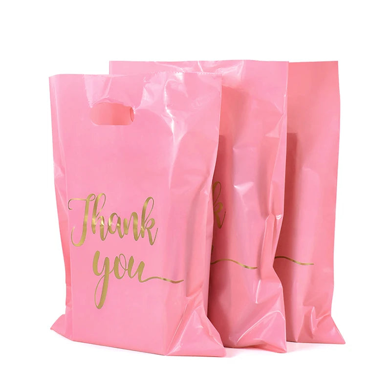 Plastic Thank You Bags with Handles (10 Pack) by HitMyNeed