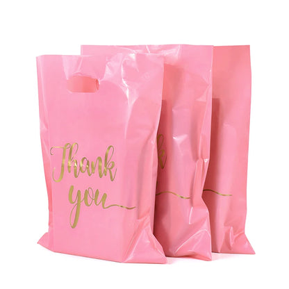 Plastic Thank You Bags with Handles (10 Pack) by HitMyNeed