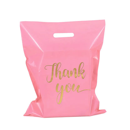 Plastic Thank You Bags with Handles (10 Pack) by HitMyNeed