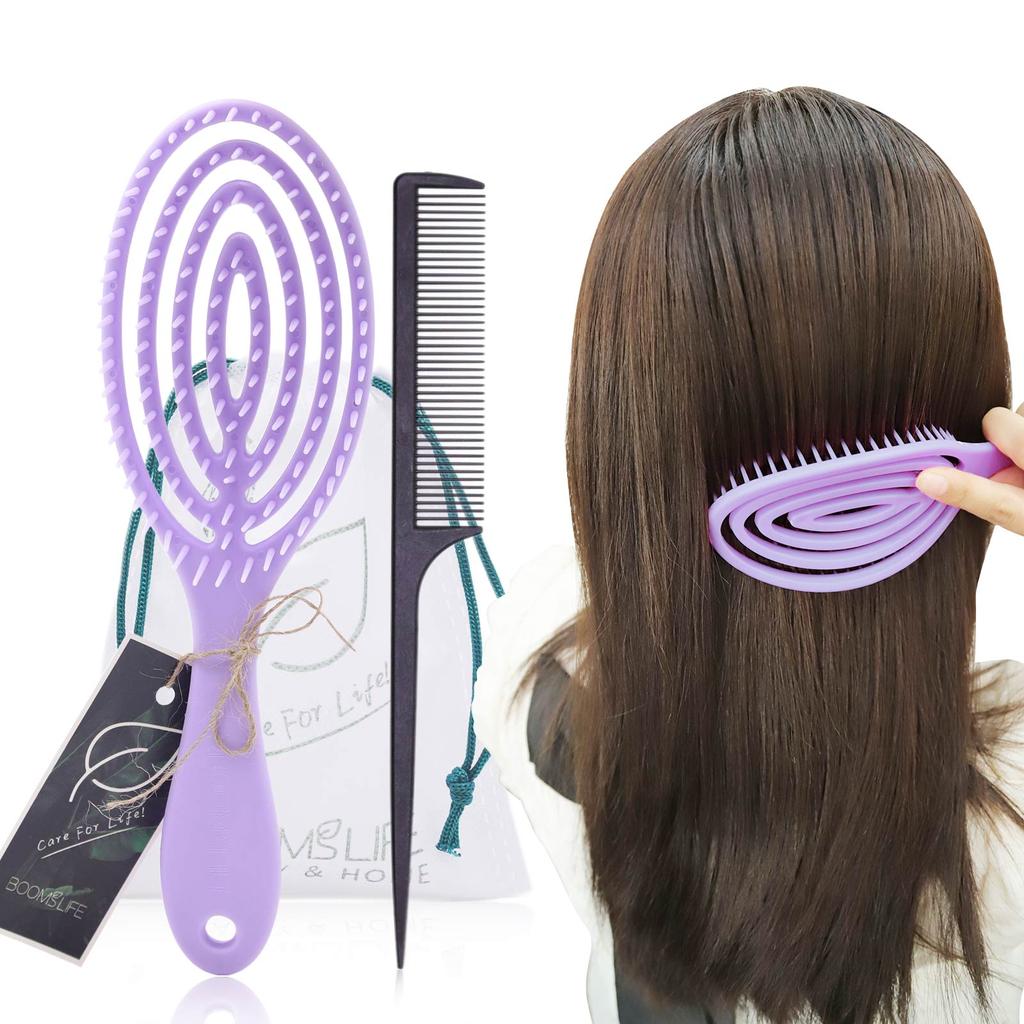 Plastic Wet Hair Detangling Brush with Styling Comb by HitMyNeed