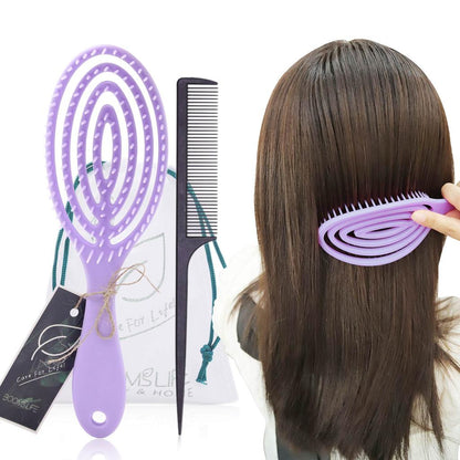 Plastic Wet Hair Detangling Brush with Styling Comb by HitMyNeed