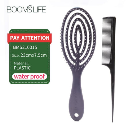 Plastic Wet Hair Detangling Brush with Styling Comb black-brush by HitMyNeed