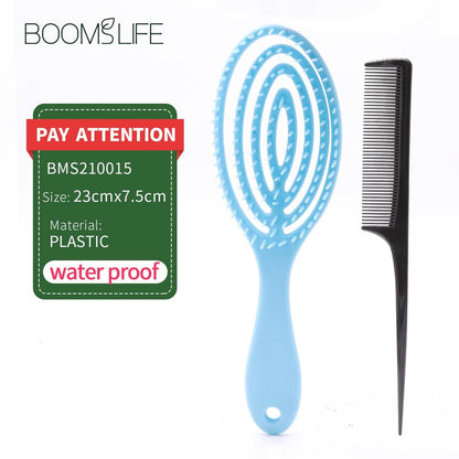 Plastic Wet Hair Detangling Brush with Styling Comb blue-brush by HitMyNeed