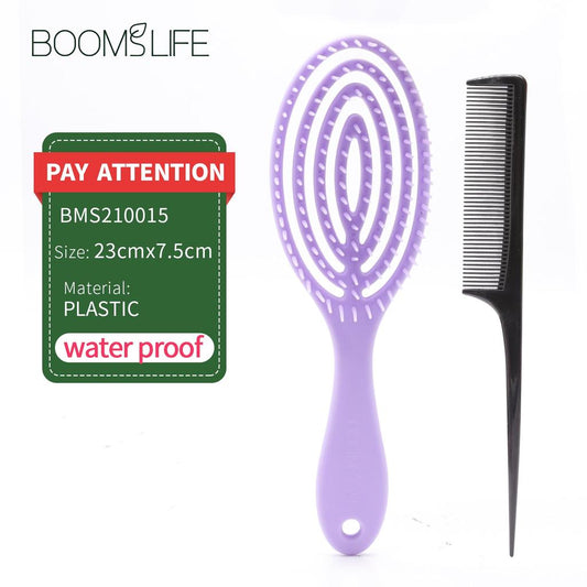 Plastic Wet Hair Detangling Brush with Styling Comb purple-brush by HitMyNeed