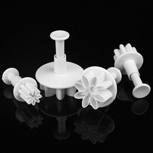 Plum Flower Fondant Cutters 4-Piece Plunger Set by HitMyNeed