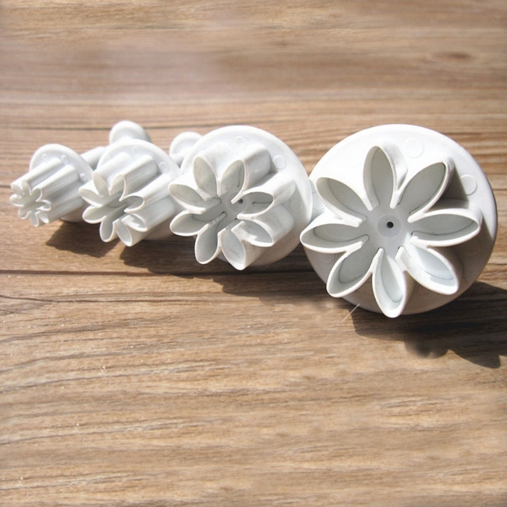 Plum Flower Fondant Cutters 4-Piece Plunger Set by HitMyNeed
