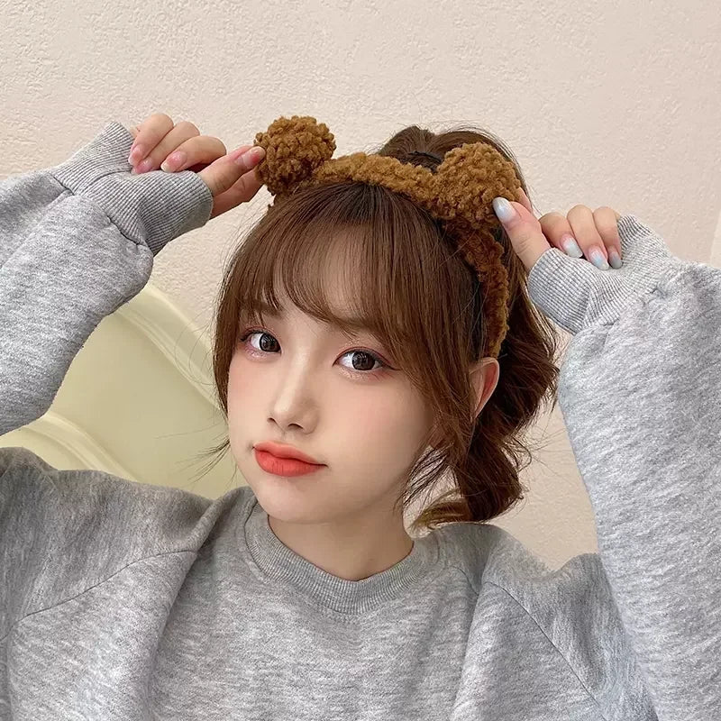 Plush Bear Ears Headband for Cosplay & Skincare by HitMyNeed