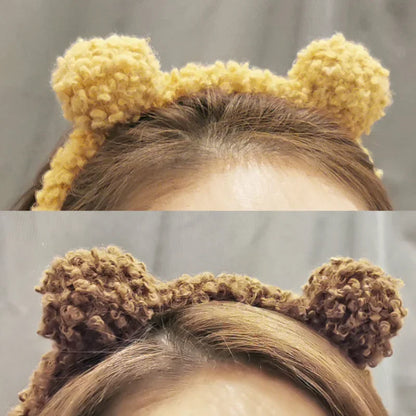 Plush Bear Ears Headband for Cosplay & Skincare by HitMyNeed