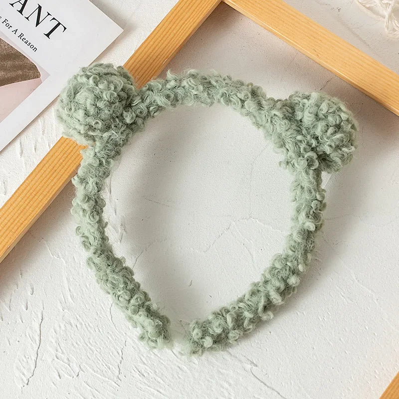 Plush Bear Ears Headband for Cosplay & Skincare green by HitMyNeed
