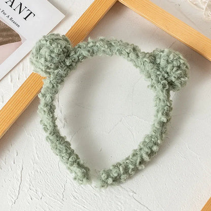 Plush Bear Ears Headband for Cosplay & Skincare green by HitMyNeed