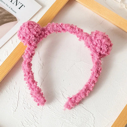 Plush Bear Ears Headband for Cosplay & Skincare peach-pink by HitMyNeed