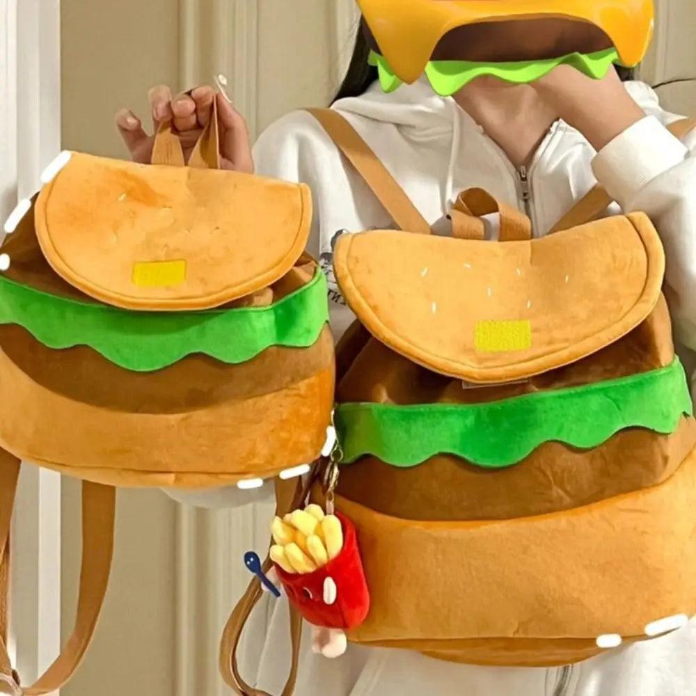 Plush Burger Backpack for Kids and Adults S: 21 x 24 x 10cm by HitMyNeed