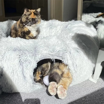 Plush Cat Tunnel Bed with Donut Lounger and Peephole by HitMyNeed