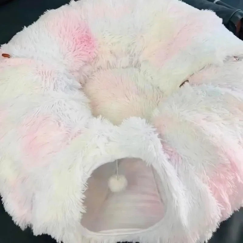 Plush Cat Tunnel Bed with Donut Lounger and Peephole color by HitMyNeed
