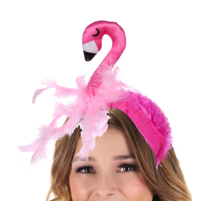 Plush Flamingo Headband with Feathers by HitMyNeed