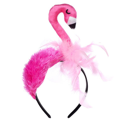 Plush Flamingo Headband with Feathers by HitMyNeed
