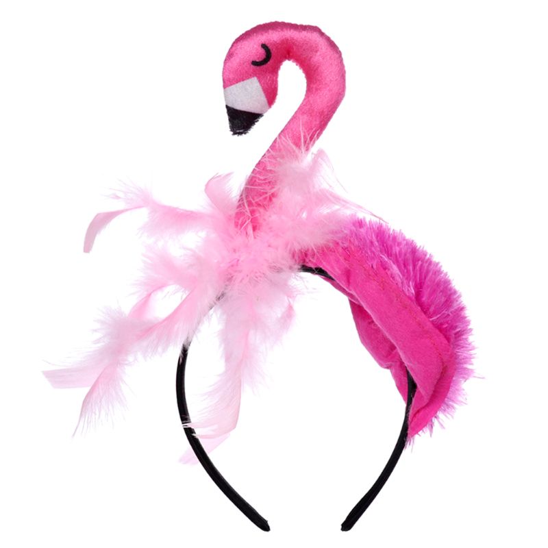 Plush Flamingo Headband with Feathers by HitMyNeed
