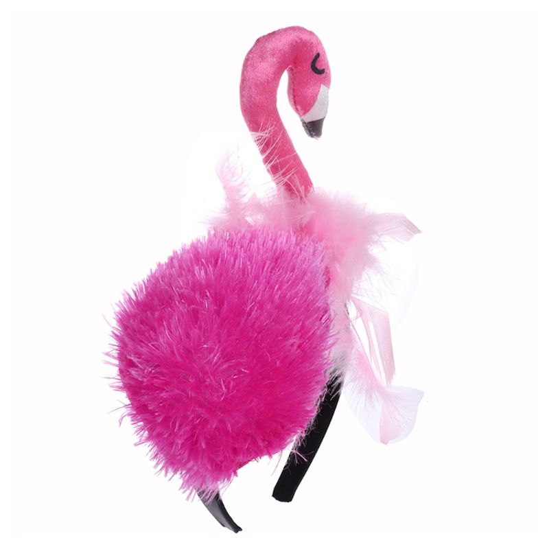 Plush Flamingo Headband with Feathers by HitMyNeed