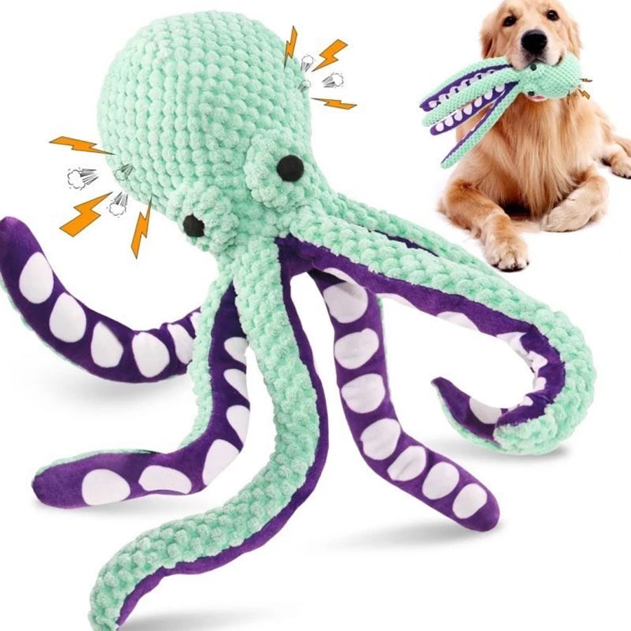 Plush Octopus Dog Toy with Sound for Boredom Relief by HitMyNeed
