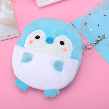 Plush Penguin Coin Purse with Keychain Clip blue by HitMyNeed