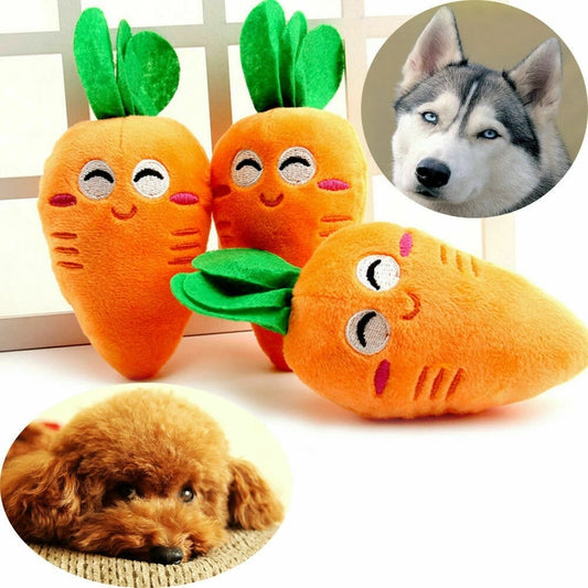 Plush Squeaky Carrot Dog Toy 15cm by HitMyNeed