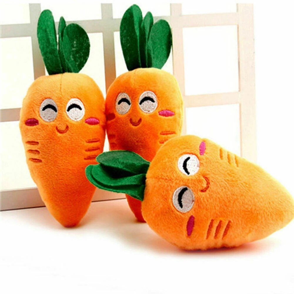 Plush Squeaky Carrot Dog Toy 15cm by HitMyNeed