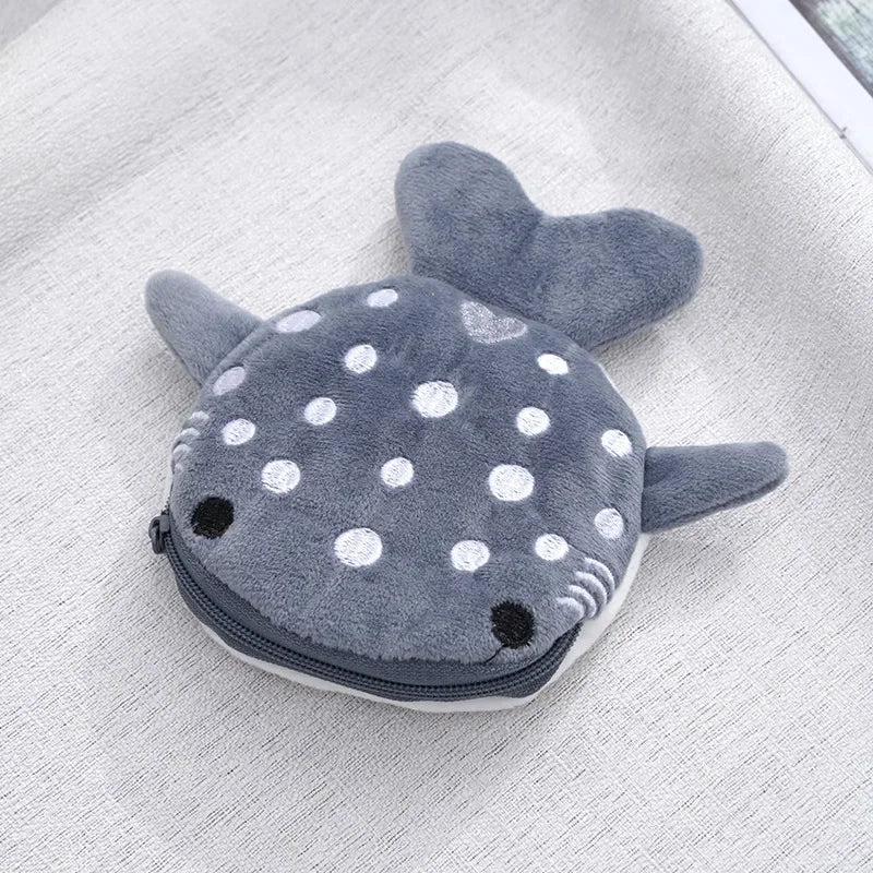 Plush Whale Shark Coin Purse Pouch gray by HitMyNeed