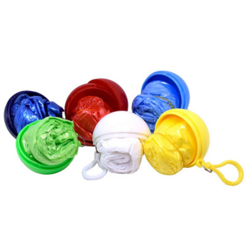 Pocket Raincoat with Ball Keychain Container by HitMyNeed
