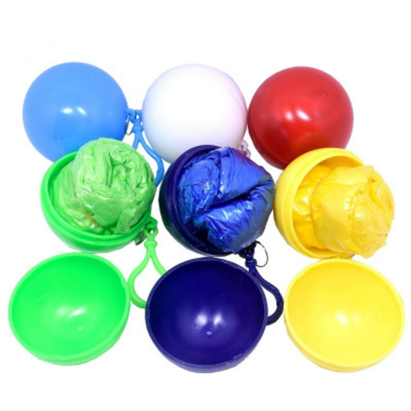Pocket Raincoat with Ball Keychain Container by HitMyNeed