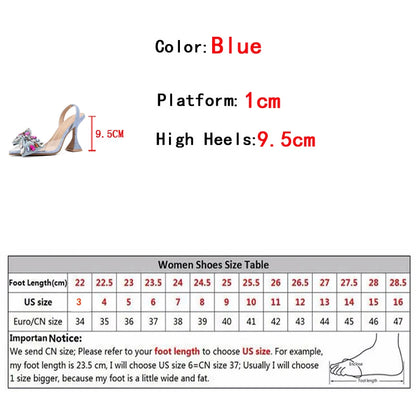 Pointed Toe Denim Bowknot Heels for Women by HitMyNeed