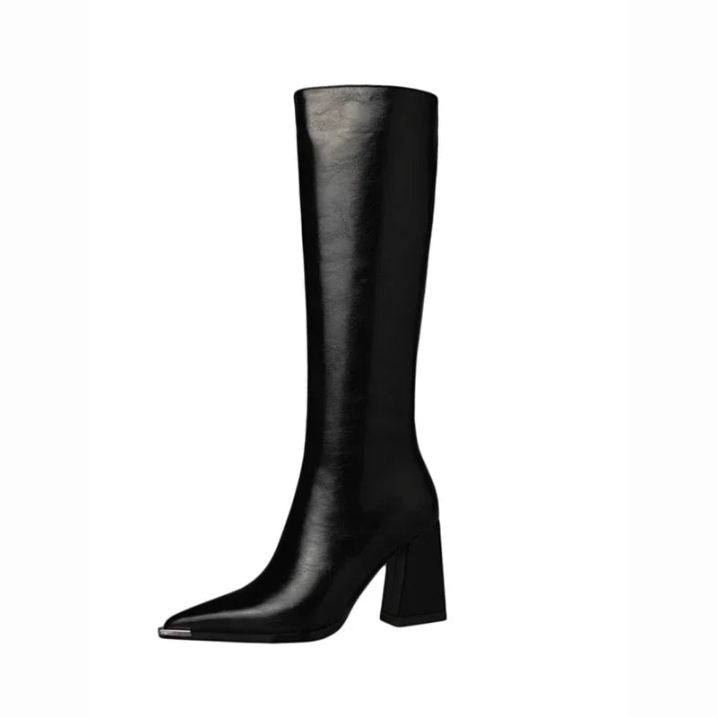 Pointed Toe Women's High Heel Long Boots with Zipper by HitMyNeed