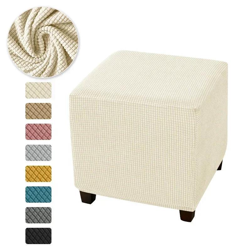 Polar Fleece Stretch Square Stool Cover a1-beige by HitMyNeed
