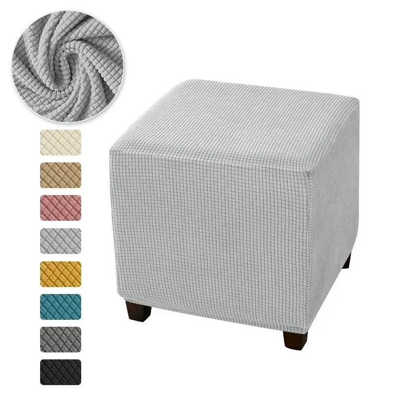 Polar Fleece Stretch Square Stool Cover a4-light-grey by HitMyNeed