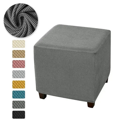 Polar Fleece Stretch Square Stool Cover a7-dark-grey by HitMyNeed