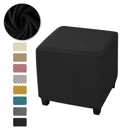 Polar Fleece Stretch Square Stool Cover a8-black by HitMyNeed