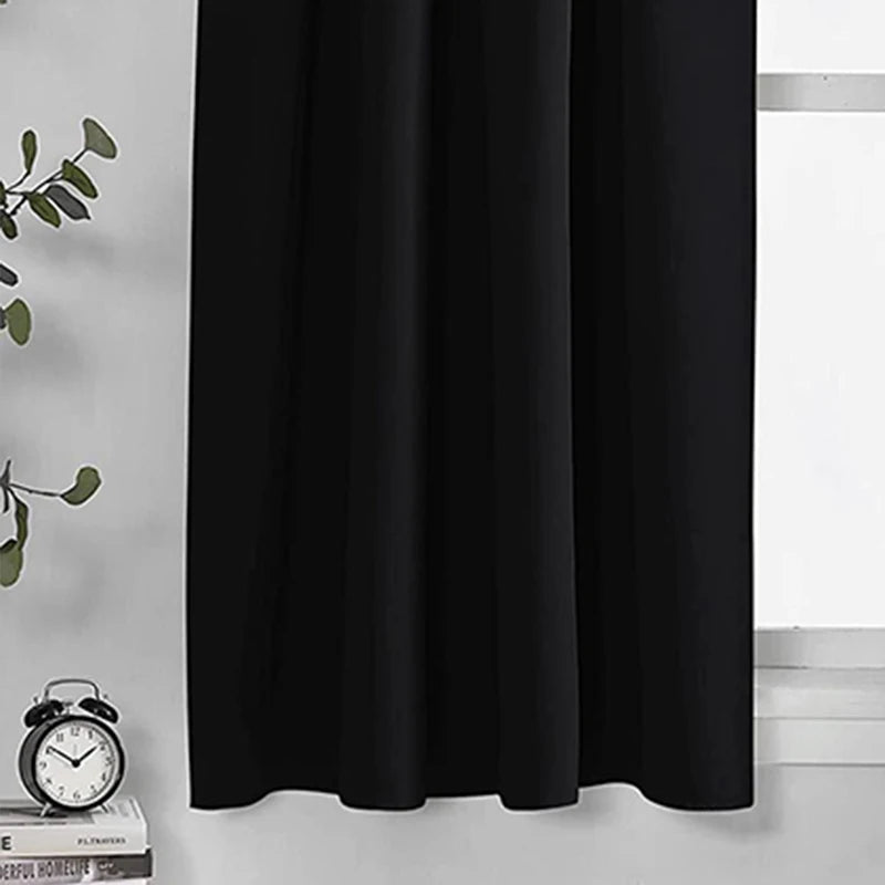 Polyester Blackout Curtain for Bedroom black w150cm-x-h160cm-1pc rod by HitMyNeed