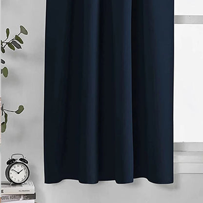 Polyester Blackout Curtain for Bedroom blue w130cm-x-h160cm-1pc rod by HitMyNeed