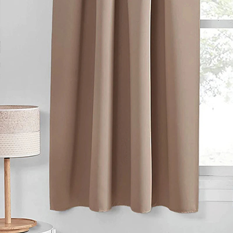 Polyester Blackout Curtain for Bedroom brown w100cm-x-h60cm-1pc rod by HitMyNeed