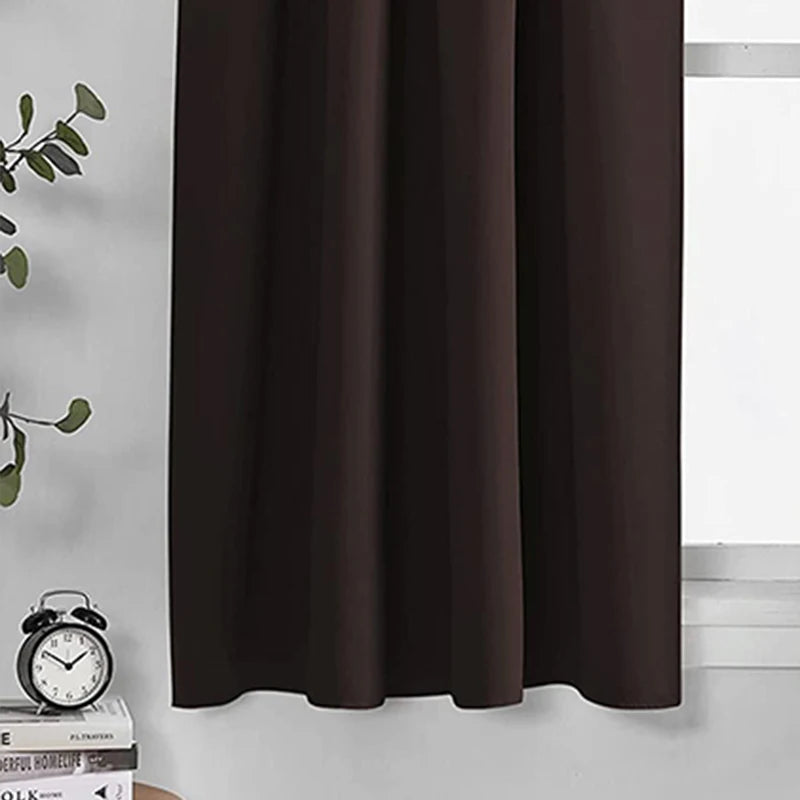 Polyester Blackout Curtain for Bedroom coffee w150cm-x-h200cm-1pc rod by HitMyNeed