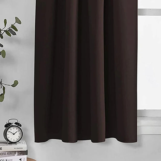 Polyester Blackout Curtain for Bedroom coffee w150cm-x-h200cm-1pc rod by HitMyNeed