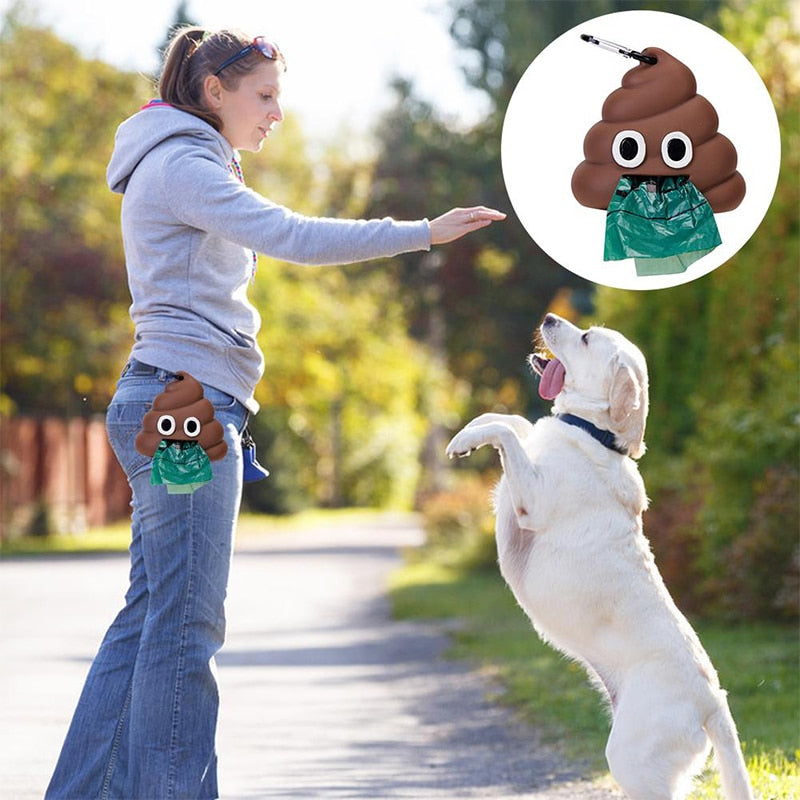 Poop Bag Dispenser with Hook - Poop Emoji Design by HitMyNeed