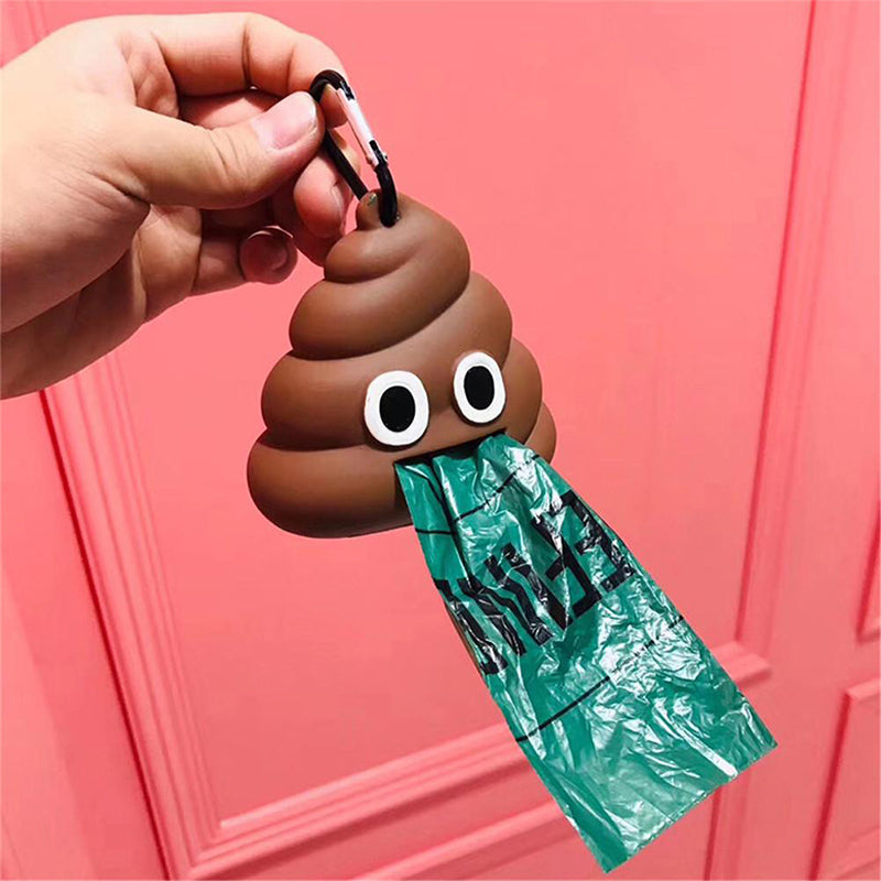Poop Bag Dispenser with Hook - Poop Emoji Design by HitMyNeed
