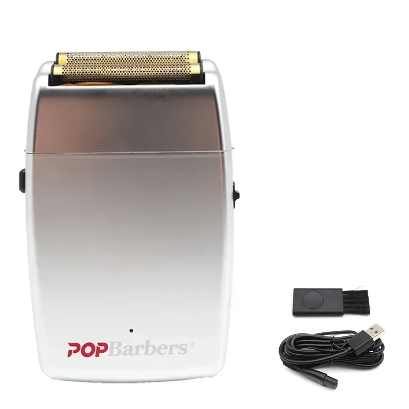 POP Barbers P620 11000 RPM Double Foil Beard Shaver silver by HitMyNeed