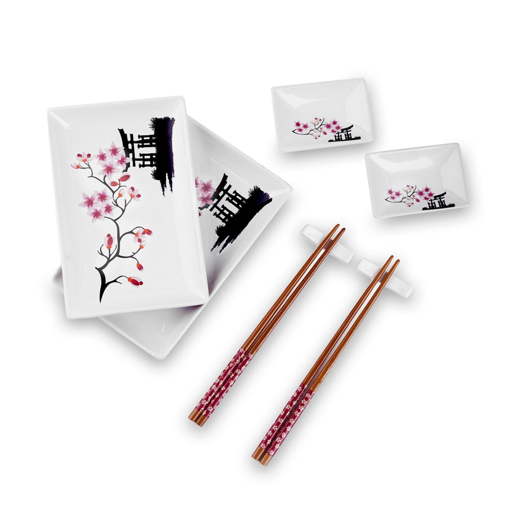 Porcelain Sushi Dish Set for Two (8-Piece) by HitMyNeed