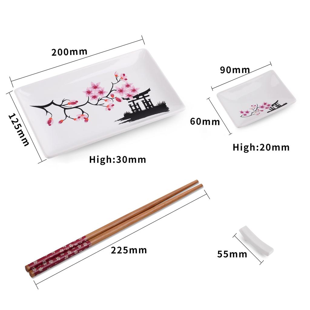 Porcelain Sushi Dish Set for Two (8-Piece) by HitMyNeed